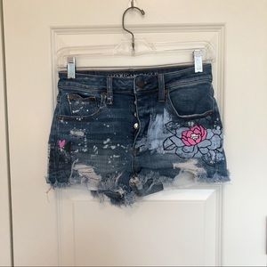 Paint Splatter High Waisted Shorts